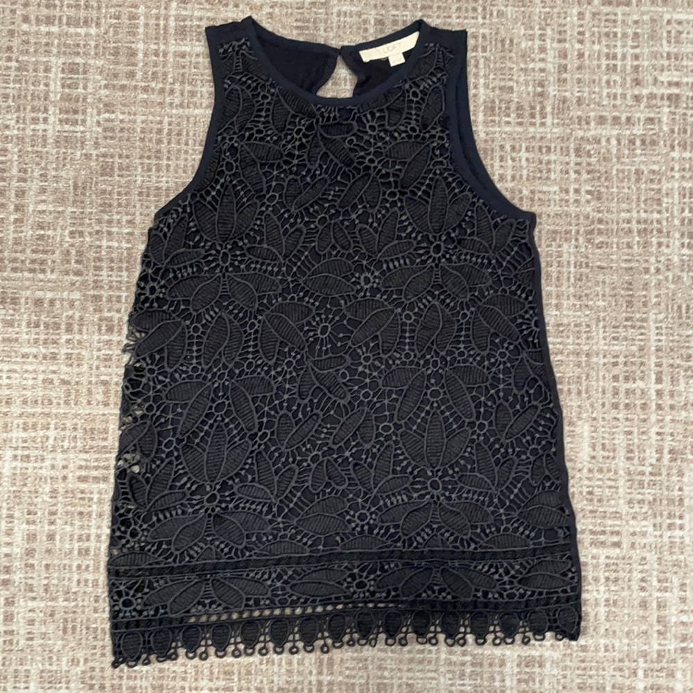 LOFT Navy Blue High Neck Tank - XSP